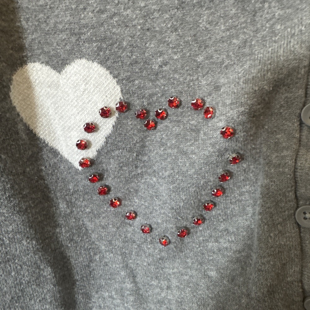 TORRID Heart Sweater Cardigan Rhinestones HEARTFELT CLOUD DANCER LONG SLEEVE XL - Picture 8 of 12